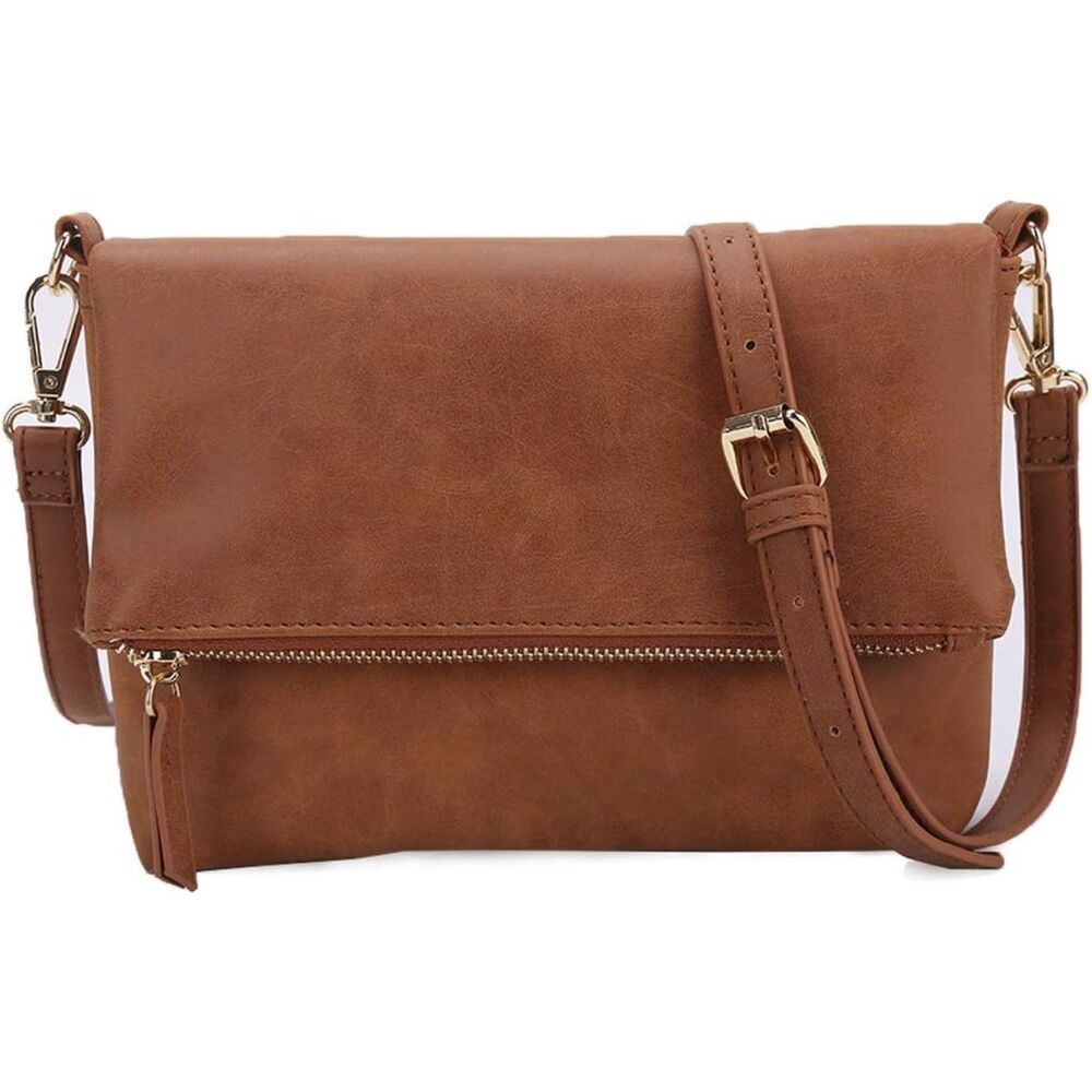 Women Brown Imported PU Leather Fashion Cross Body Purse Shoulder Bag